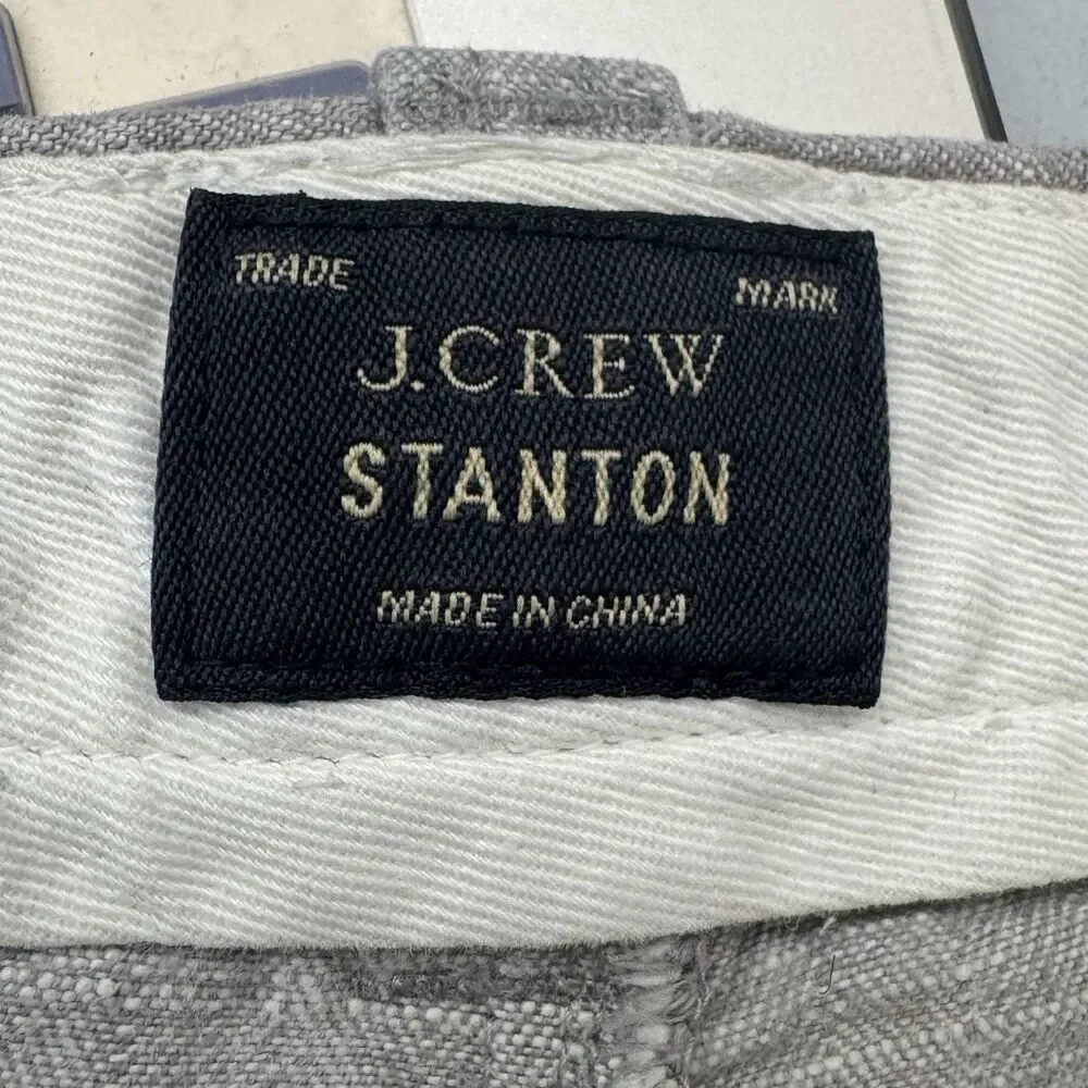 J.Crew Stanton Shorts Mens 36 Grey Irish Linen Cotton Blend Flat Front Casual